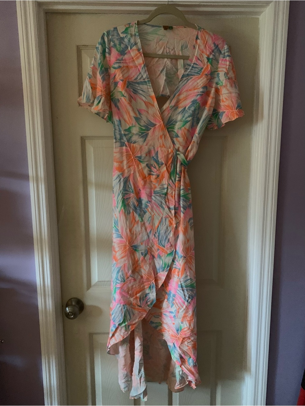 FARM Rio Coral & Teal High-Low Wrap Dress